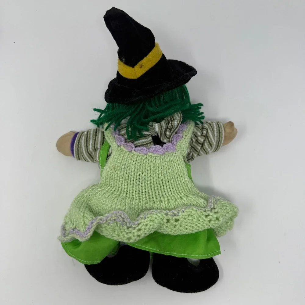 Halloween Witch Plush Doll Green Dress‎ Black Hat Stuffed Animal Toy